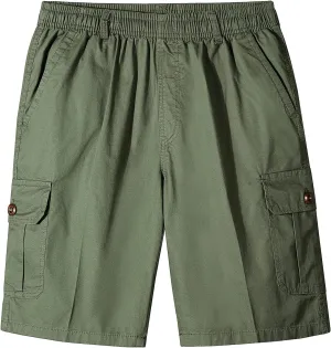 Men's Casual Cargo Shorts Elastic Waist Drawstring Summer Shorts Utility Work Short Multi Pocket Chino Shorts