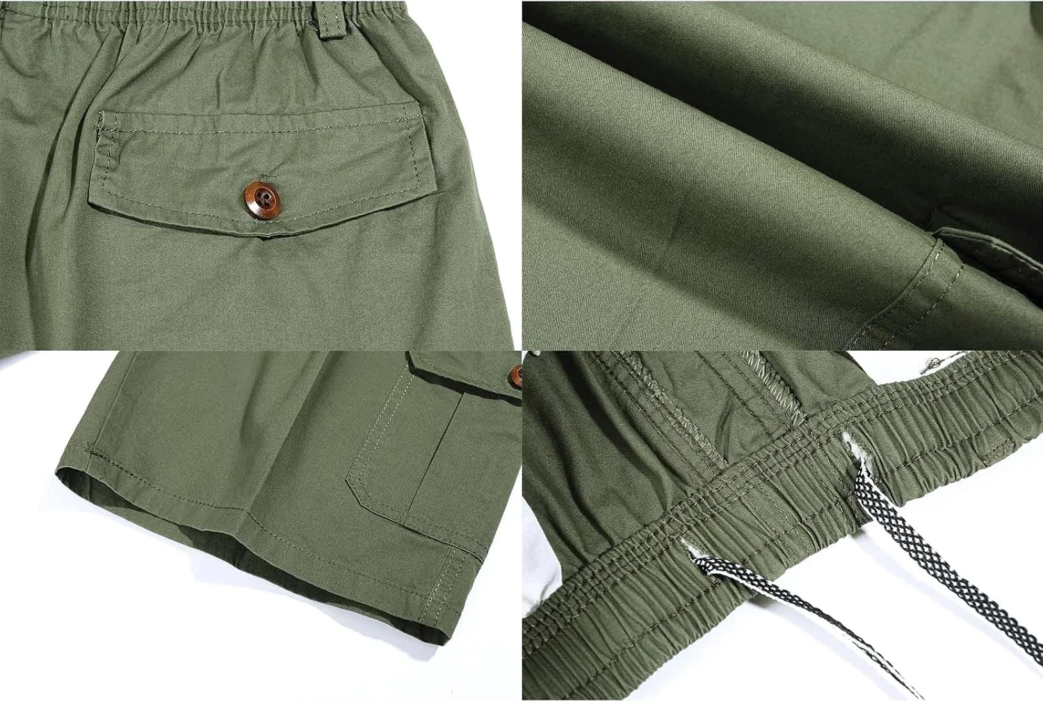 Men's Casual Cargo Shorts Elastic Waist Drawstring Summer Shorts Utility Work Short Multi Pocket Chino Shorts