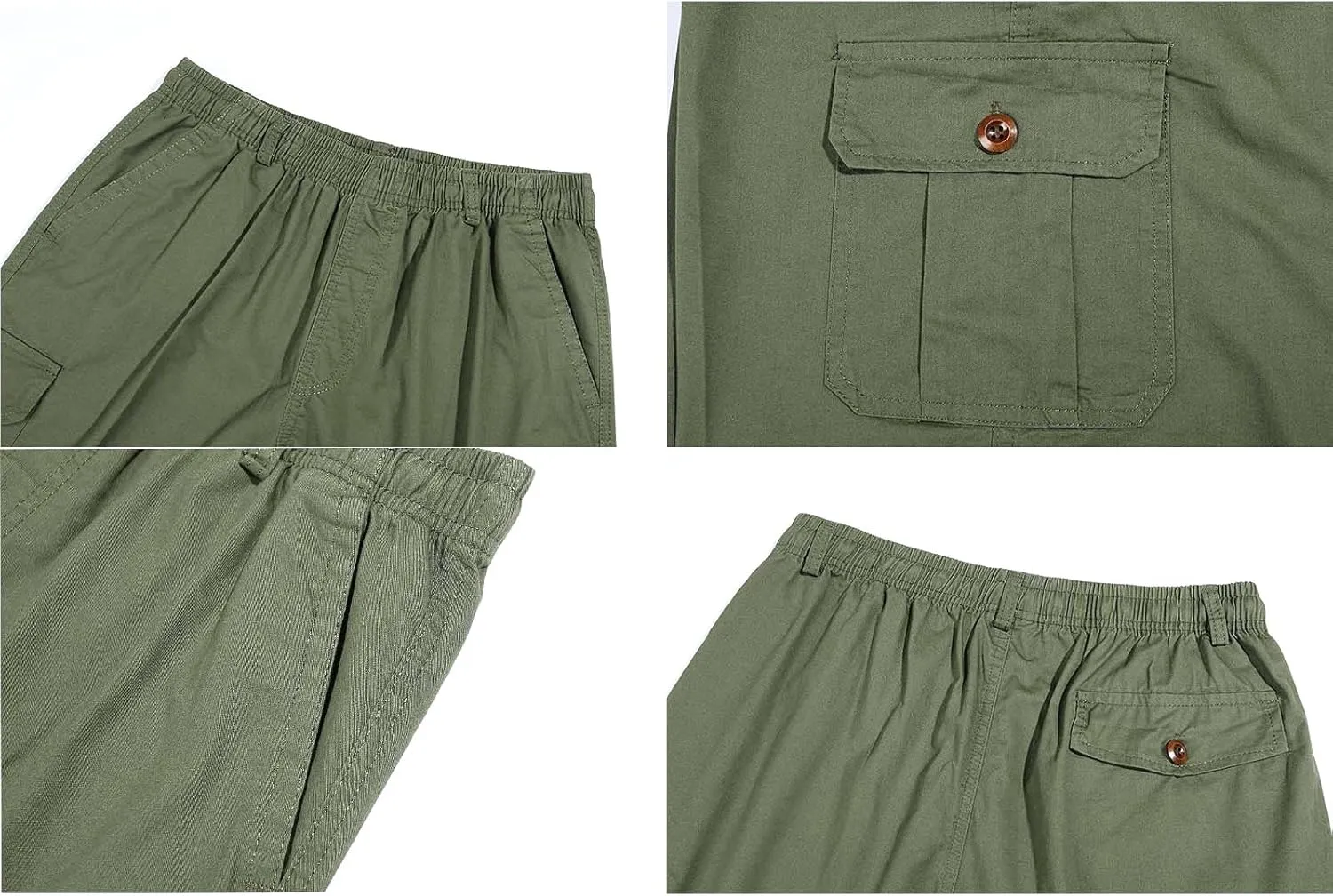 Men's Casual Cargo Shorts Elastic Waist Drawstring Summer Shorts Utility Work Short Multi Pocket Chino Shorts