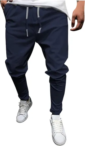Men's Casual Chino Joggers Pants Twill Elastic Drawstring Waist Tapered Pants with Pockets Sweatpants Trousers