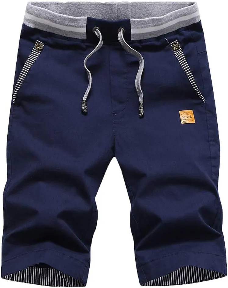 Mens Casual Comfy Shorts Cotton Athletic Workout Lounge Sweat Shorts Drawstring Summer Beach Shorts with Pockets