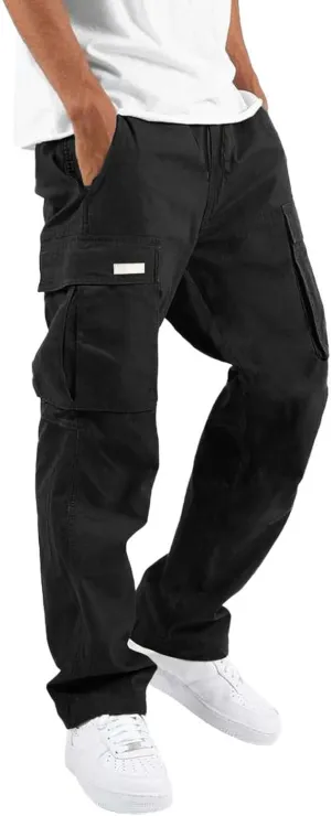 Mens Casual Joggers Pants Elastic Waist Drawstring Straight Leg Sweatpants Lightweight Casual Trousers with Pockets