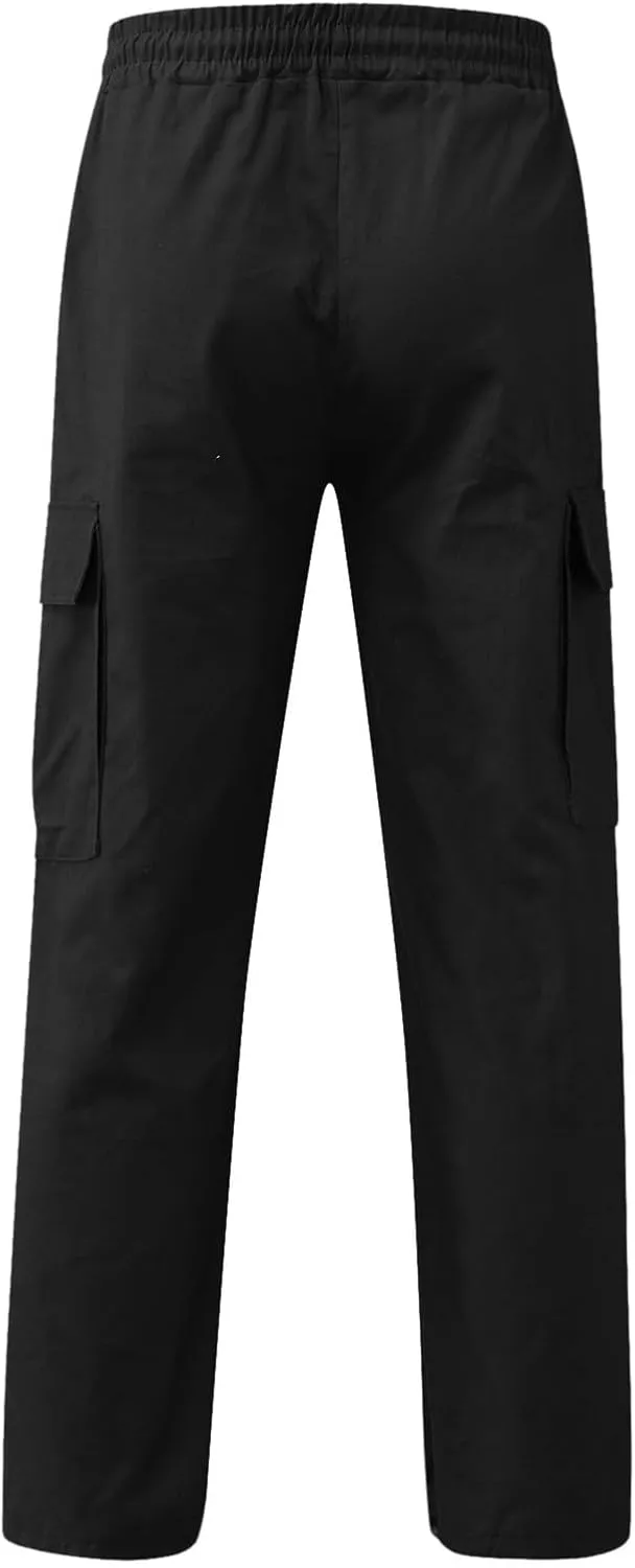 Mens Casual Joggers Pants Elastic Waist Drawstring Straight Leg Sweatpants Lightweight Casual Trousers with Pockets