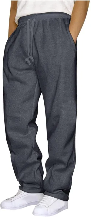 Men's Casual Sweatpants Elastic Waist Drawstring Sweatpants Baggy Jogger with Pockets Workout Trouser Work Pants