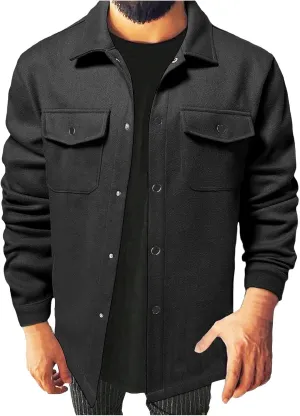 Men's Corduroy Jacket Sherpa Lined Trucker Jackets Cotton Turn-Down Collar Warm Winter Jacket Casual Coat with Pocket