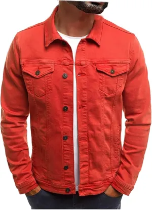 Mens Denim Jacket Cozy Classic Overshirt Long Sleeve Slim Fit Button Up Denim Top Shirt Jacket Trucker Jacket with Pockets