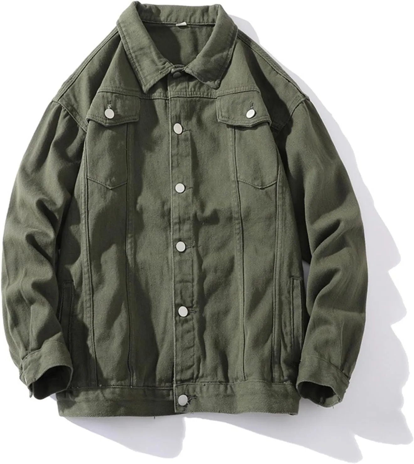 Mens Denim Jacket Ripped Slim Jean Jacket Coats Button Down Jacket Winter Fall Thermal Lapel Long Sleeve Coat
