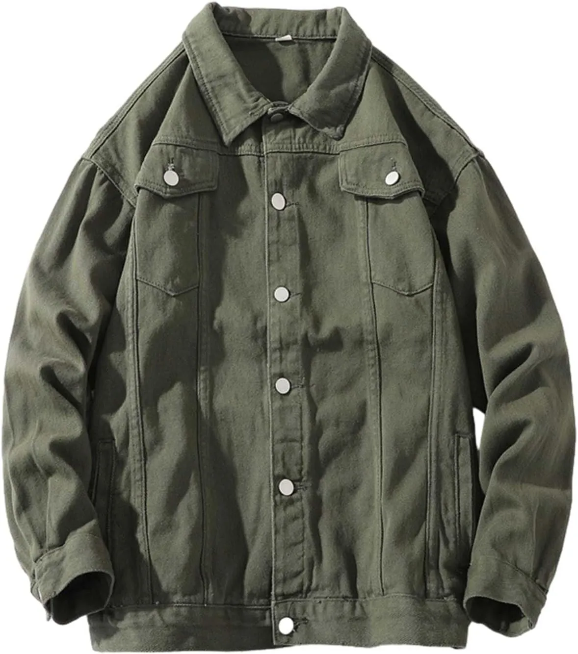 Mens Denim Jacket Ripped Slim Jean Jacket Coats Button Down Jacket Winter Fall Thermal Lapel Long Sleeve Coat