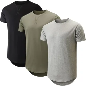 Mens Hipster Longline T Shirts Crewneck T-Shirt Lightweight Short Sleeve Premium Cotton Tee Shirts