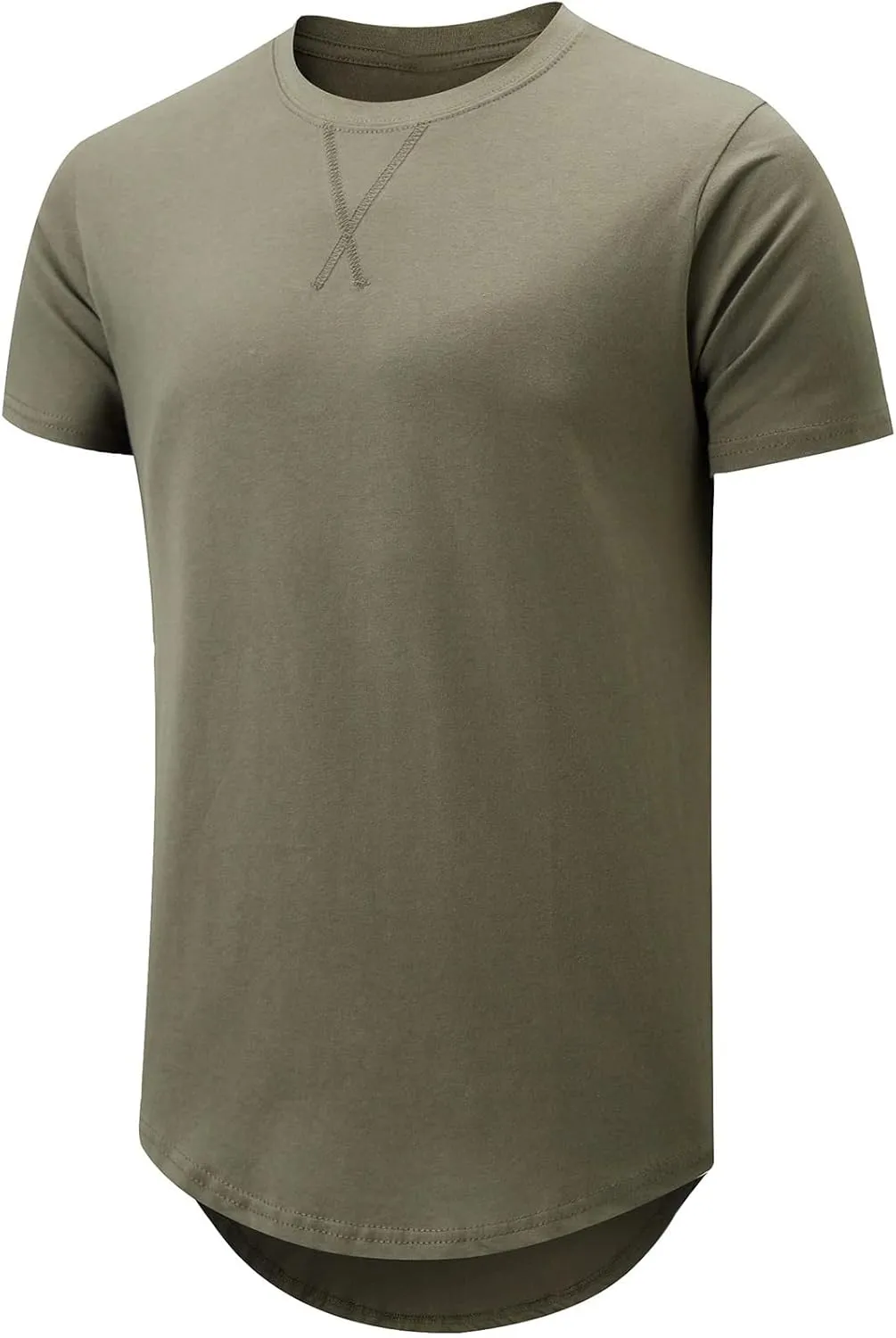Mens Hipster Longline T Shirts Crewneck T-Shirt Lightweight Short Sleeve Premium Cotton Tee Shirts