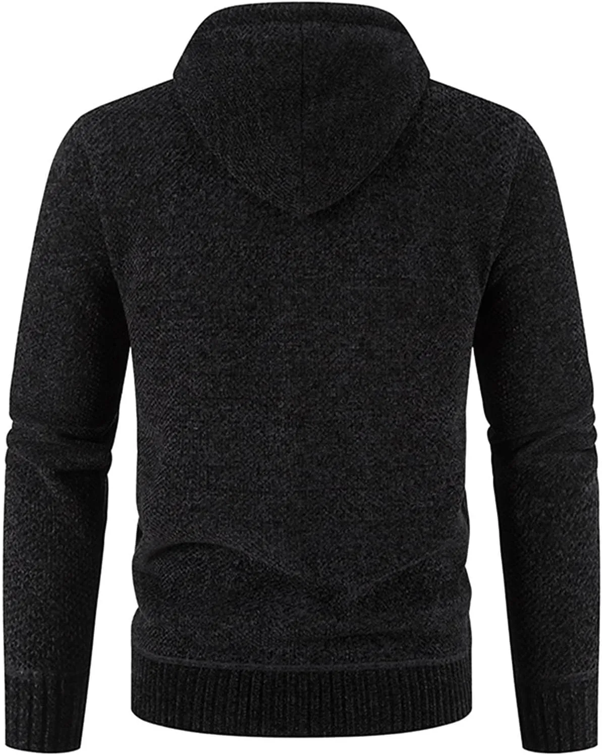 Mens Hoodies Knit Sweater, Full Zip Fleece Lined Cardigan Sweaters Casual Regular Fit Thick Hooded Men Sweater Jacket