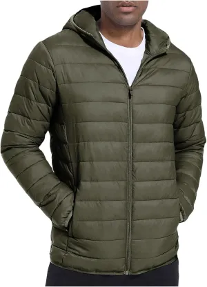 Men's Lightweight Packable Hooded Puffer Jacket Insulated Coat for Snow Ski Traveling Winter Outerwear