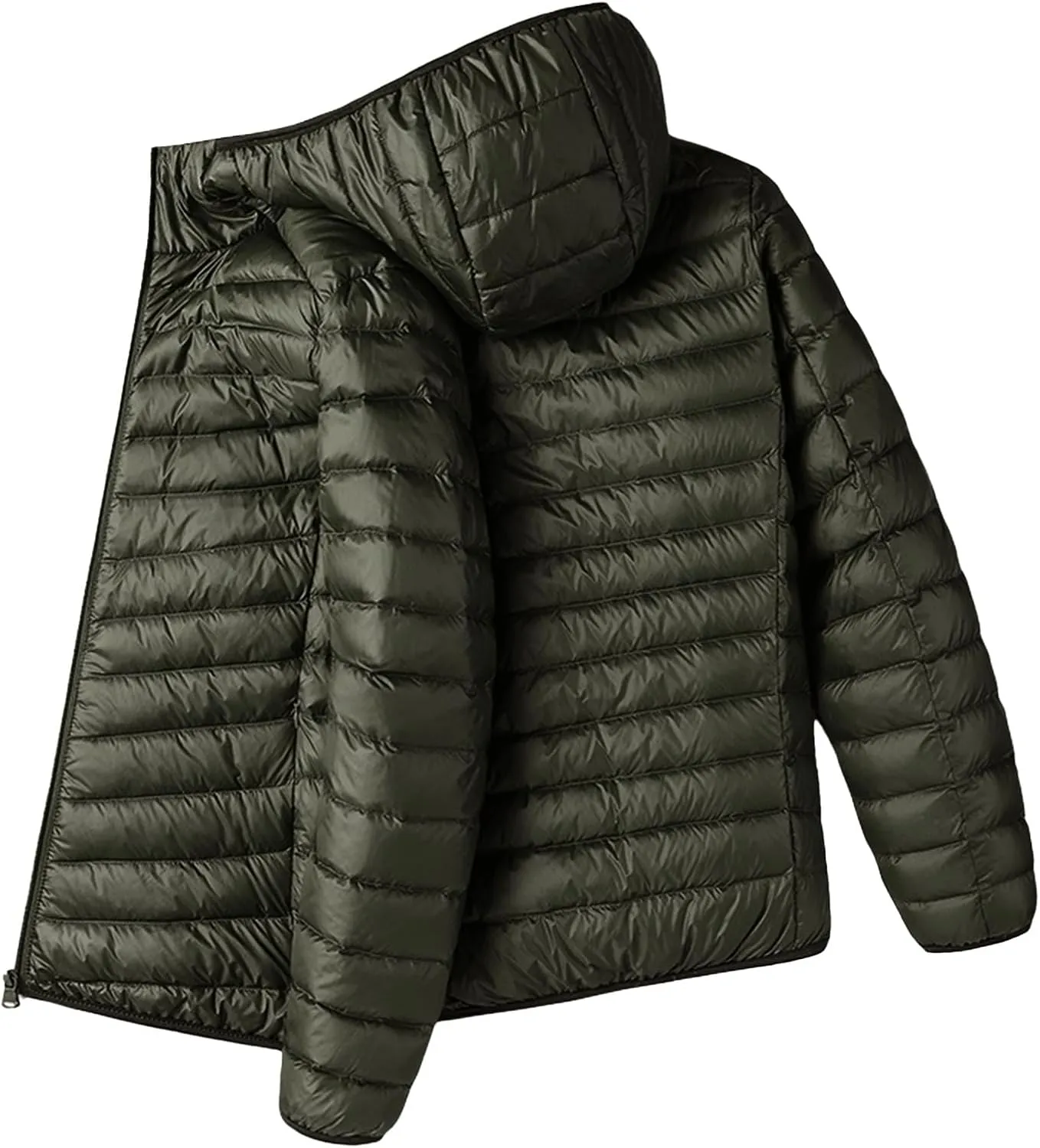 Men's Lightweight Packable Hooded Puffer Jacket Insulated Coat for Snow Ski Traveling Winter Outerwear