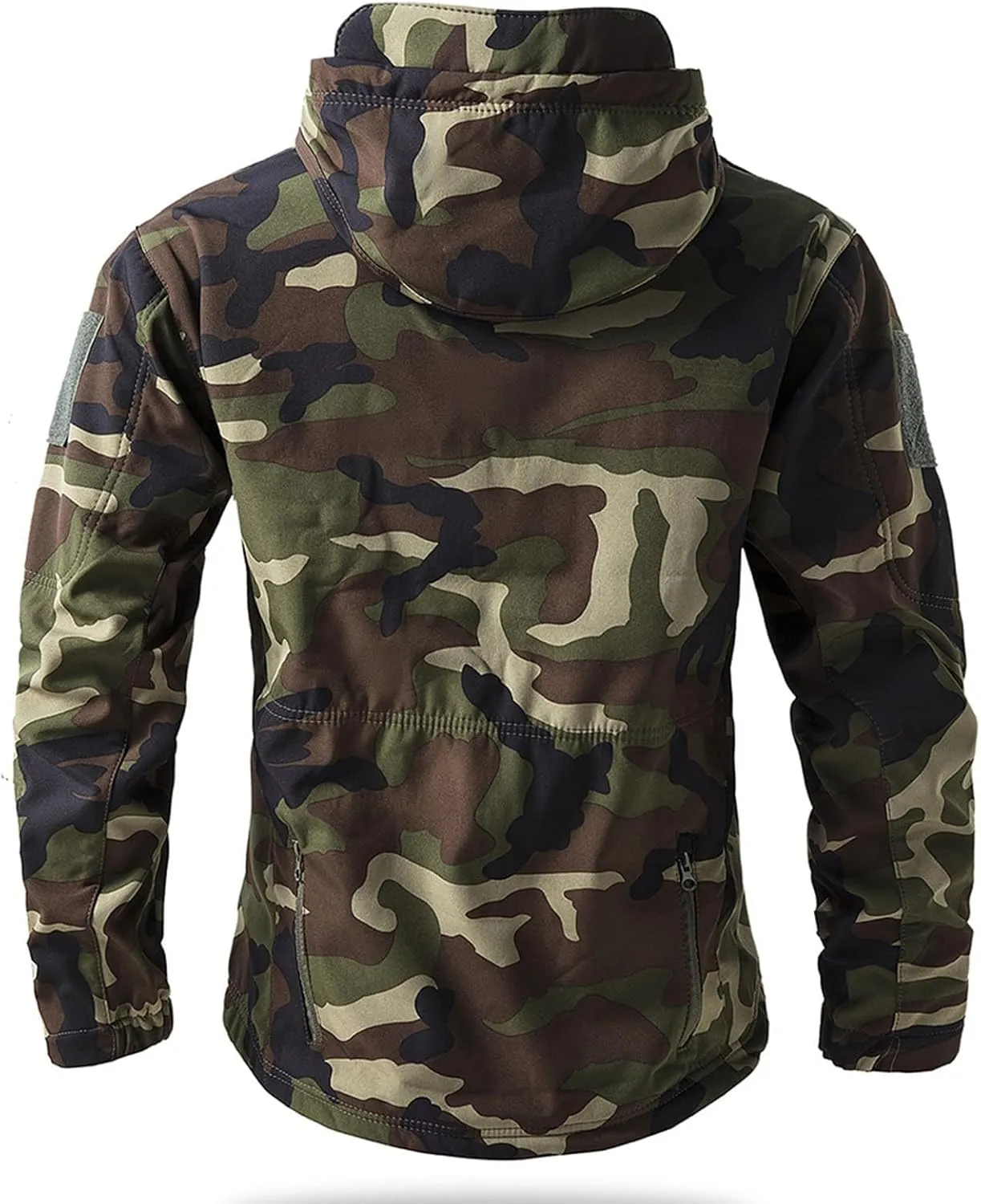 Mens Military Tactical Rain Jacket, Warm Fleece Softshell Hooded Raincoat for Snowboarding, Tactical Jacket