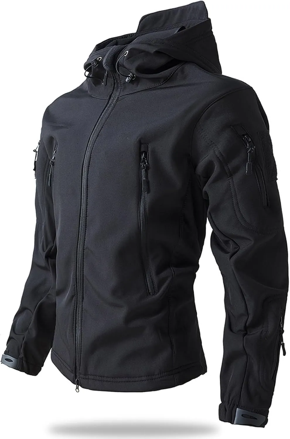 Mens Military Tactical Rain Jacket, Warm Fleece Softshell Hooded Raincoat for Snowboarding, Tactical Jacket