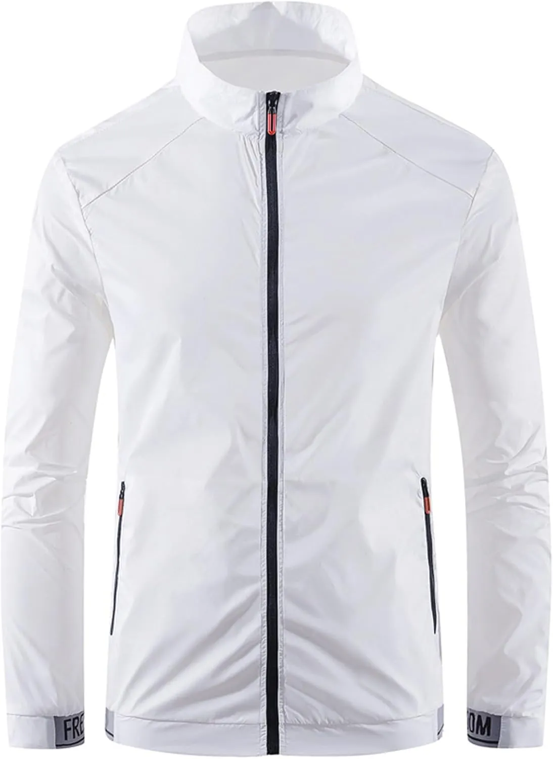 Men's Packable Lightweight Waterproof Softshell Rain Jacket with Zip-Up Hood Perfect for Outdoor Running Hiking and Cycling