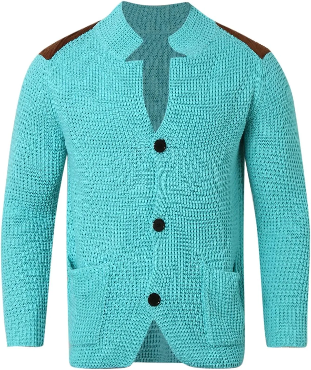 Mens Shawl Collar Cardigan Sweater Button Down Warm Knitted Sweaters Shoulder Patch Winter Chunky Cardigans