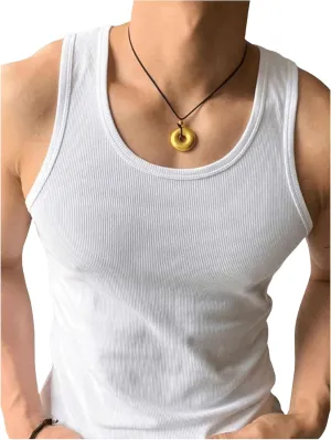 Men's Sleeveless Tank Tops Ribbed Knit Scoop Neck Tank Undershirt Workout Gym Muscle Tank T-Shirt