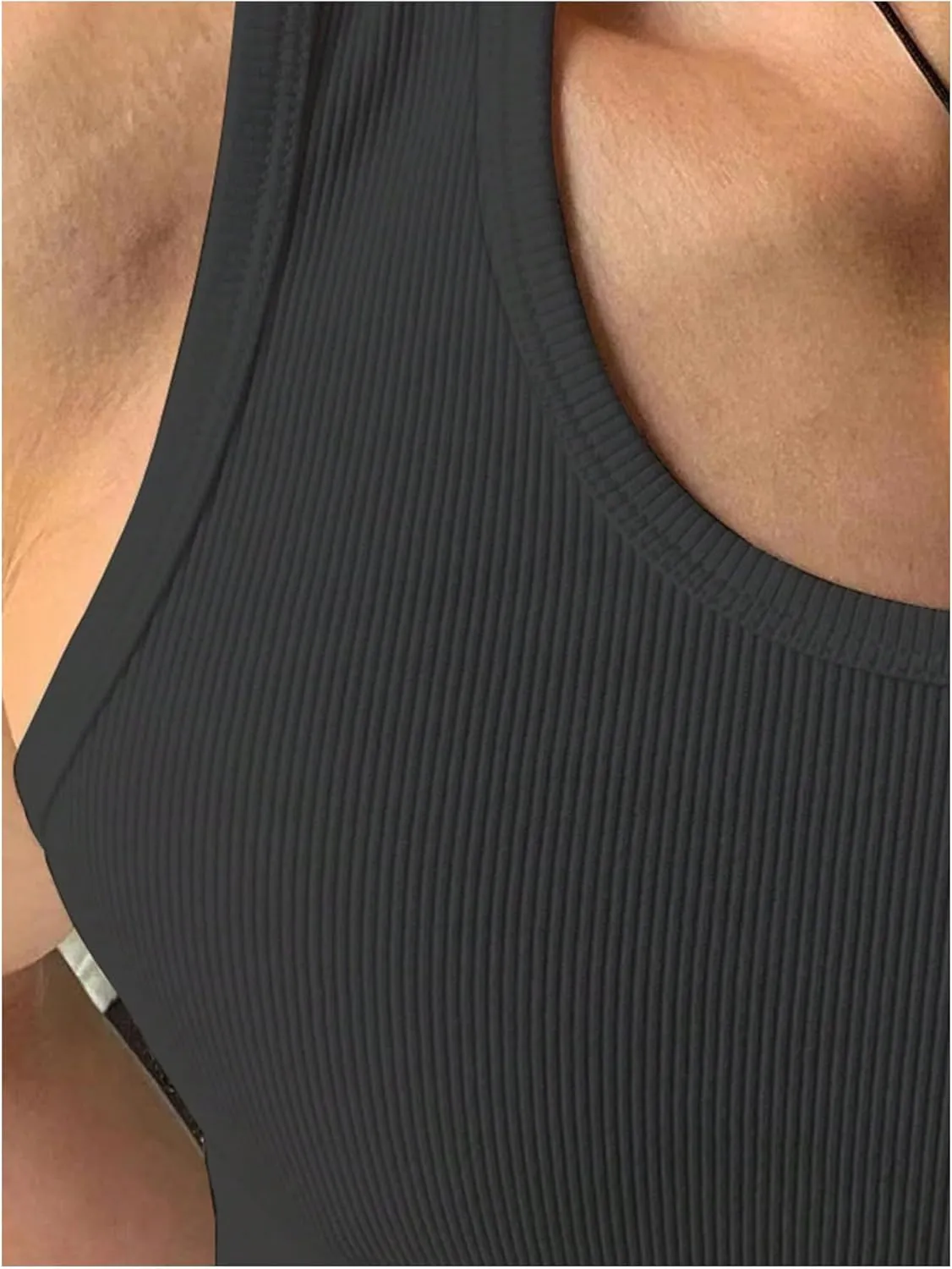 Men's Sleeveless Tank Tops Ribbed Knit Scoop Neck Tank Undershirt Workout Gym Muscle Tank T-Shirt