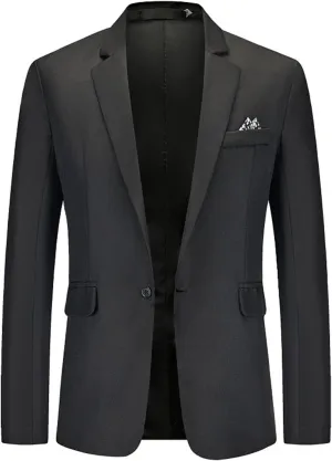 Mens Slim Fit Blazer Jacket Business Casual Party Wedding Workwear One Button Notched Lapel Suit Jacket Sports Coat