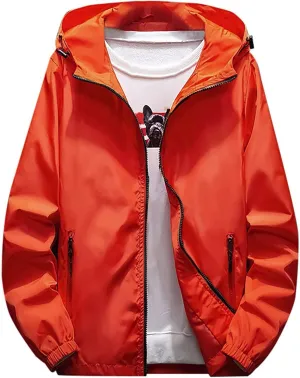 Men's Suit Jacket Rain Jacket Windbreaker Lightweight Shell Raincoat With Hood Golf Hiking Travel, M-7XL
