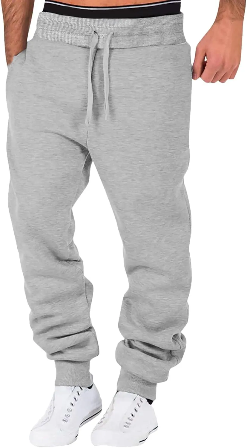 Mens Sweatpants with Pockets Big & Tall Sizes Men's Fleece Cargo Sweatpants Drawstring Loose Fit Sweatpants for Men