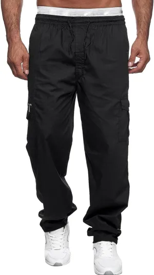 Mens Sweatpants with Pockets Cargo Sweatpants Open Bottom Straight Leg Casual Loose Fit Baggy Athletic Jogger Pants