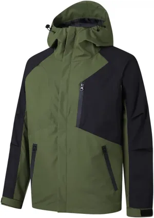 Mens Waterproof Windbreaker Rain Coat Warm Light Casual Jacket Full Zip Up with Zipper Pockets for Fishing Camping Climping
