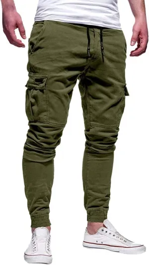 Mens Workout Cargo Sweatpants Cargo Sweatpants Elastic Waist Drawstring Straight Leg Athletic Trousers Baggy Jogger