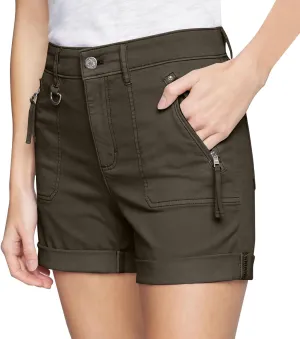 midelxp Stretchy Twill Jean Shorts for Women Y2k Rolled Hem High Waisted Denim Shorts Summer Casual Cargo Shorts with Pockets