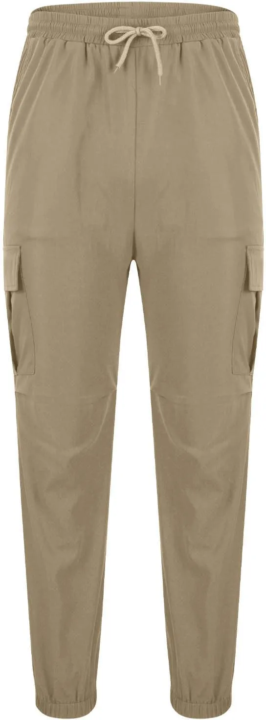 Muscularfit Mens Athletic Pants Outdoor Fashion Elastic Waist Drawstring Cargo Pants Multi Pocket Causal Beam Feet Sweatpant