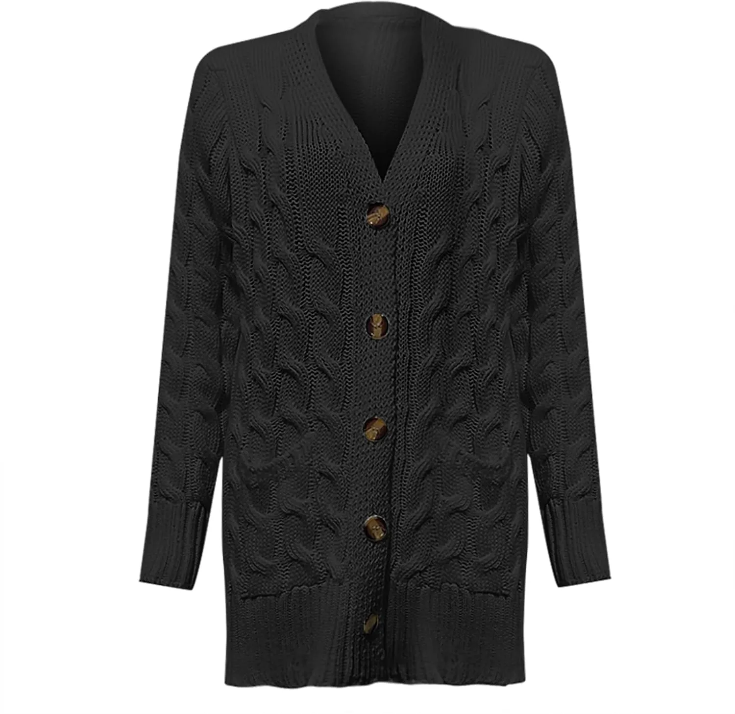 Open Front Cardigan Sweaters for Women Fall Long Sleeve Button Down Cable Knit Chunky Sweater Outwear Coats