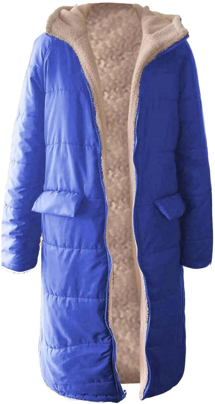 Oversized Jacket for Women Ladies Fashionable Warm Winter Coat Double Faced Long Sleeve Hooded Down Jacket