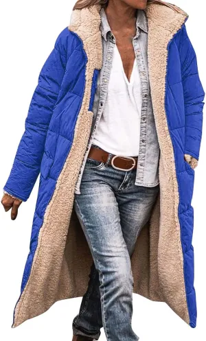Oversized Jacket for Women Ladies Fashionable Warm Winter Coat Double Faced Long Sleeve Hooded Down Jacket