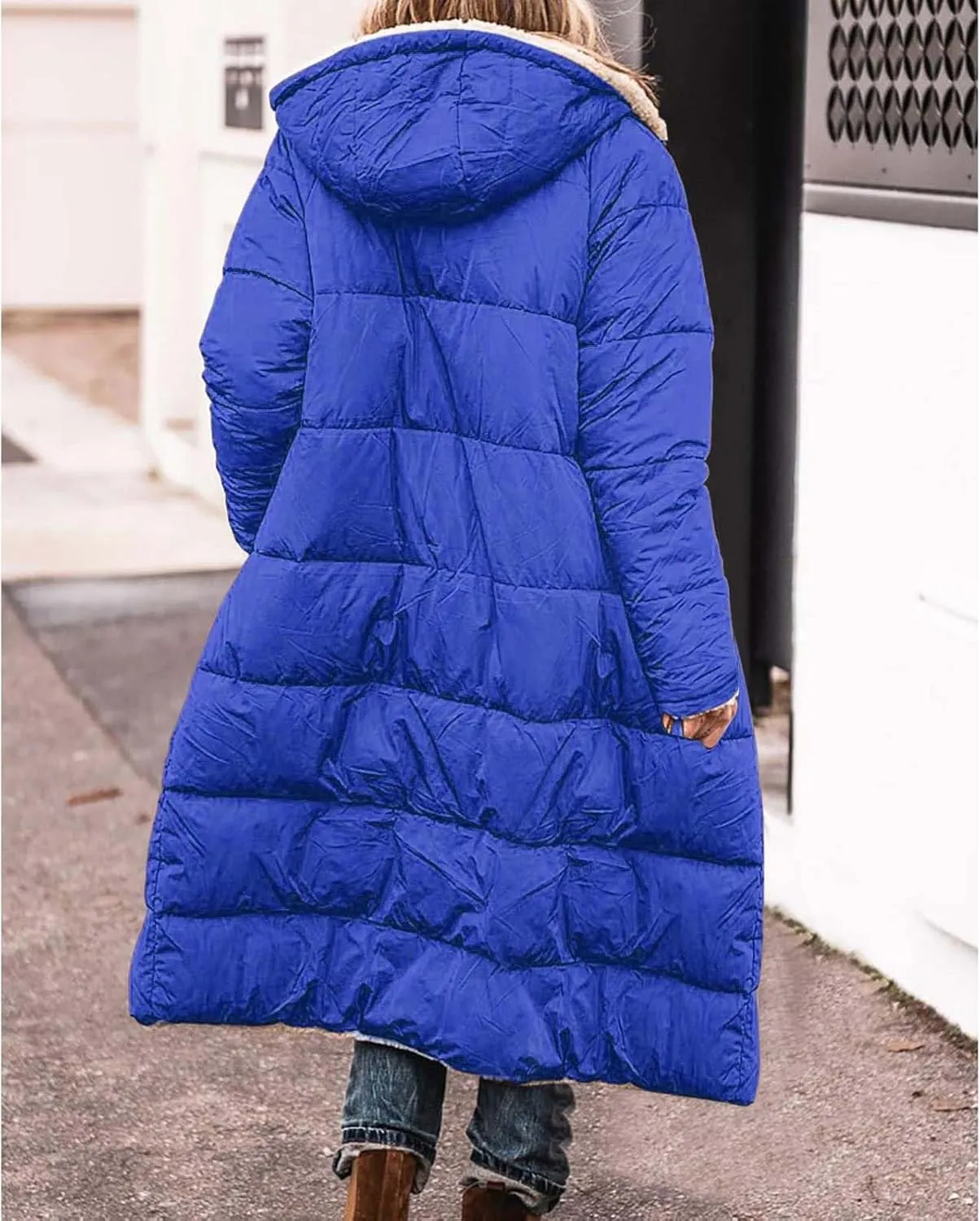 Oversized Jacket for Women Ladies Fashionable Warm Winter Coat Double Faced Long Sleeve Hooded Down Jacket