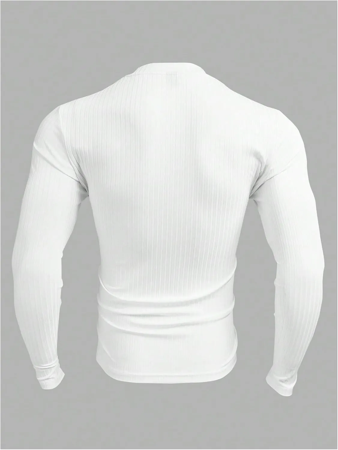 OYOANGLE Men's V Neck Long Sleeve Pullover Tops Ribbed Knit Solid Muscle T Shirts