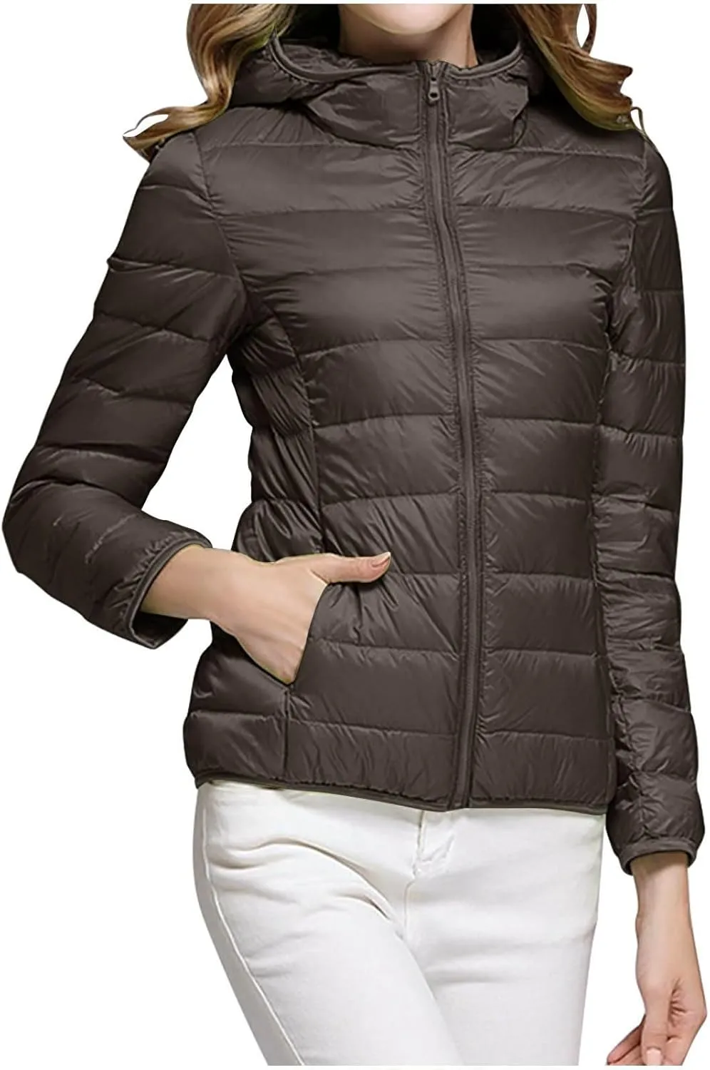 Packable Puffer Jacket Women Lightweight Down Jacket Zip up Quilted Jacket Thermal Winter Coat Hiking Insulated Jacket