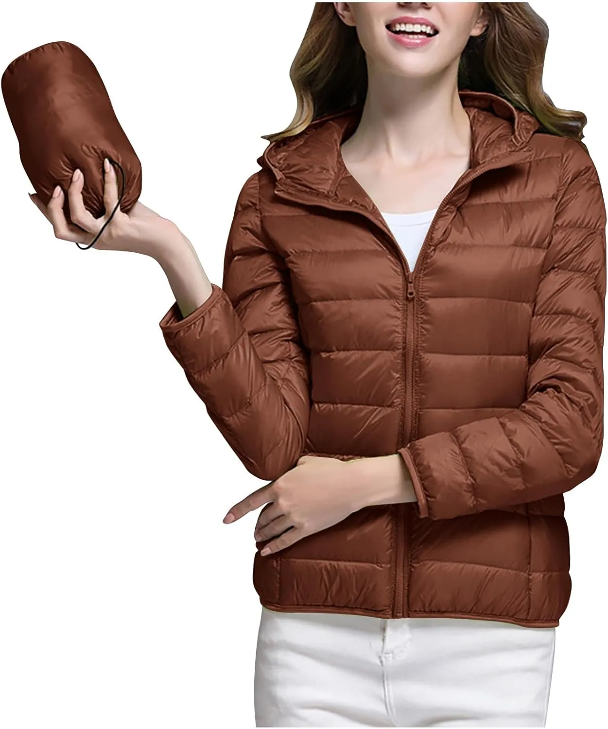 Packable Puffer Jacket Women Lightweight Down Jacket Zip up Quilted Jacket Thermal Winter Coat Hiking Insulated Jacket