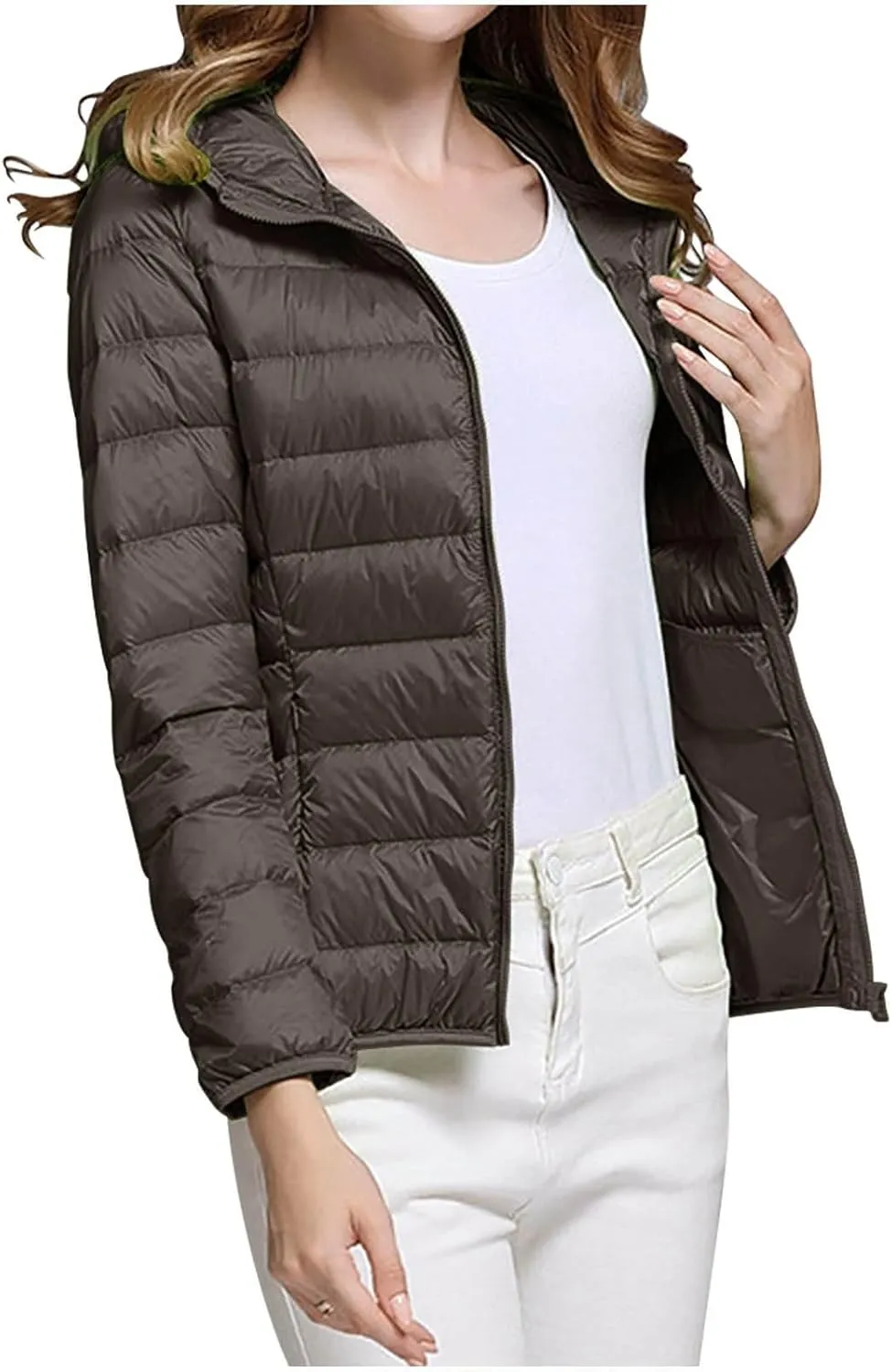 Packable Puffer Jacket Women Lightweight Down Jacket Zip up Quilted Jacket Thermal Winter Coat Hiking Insulated Jacket