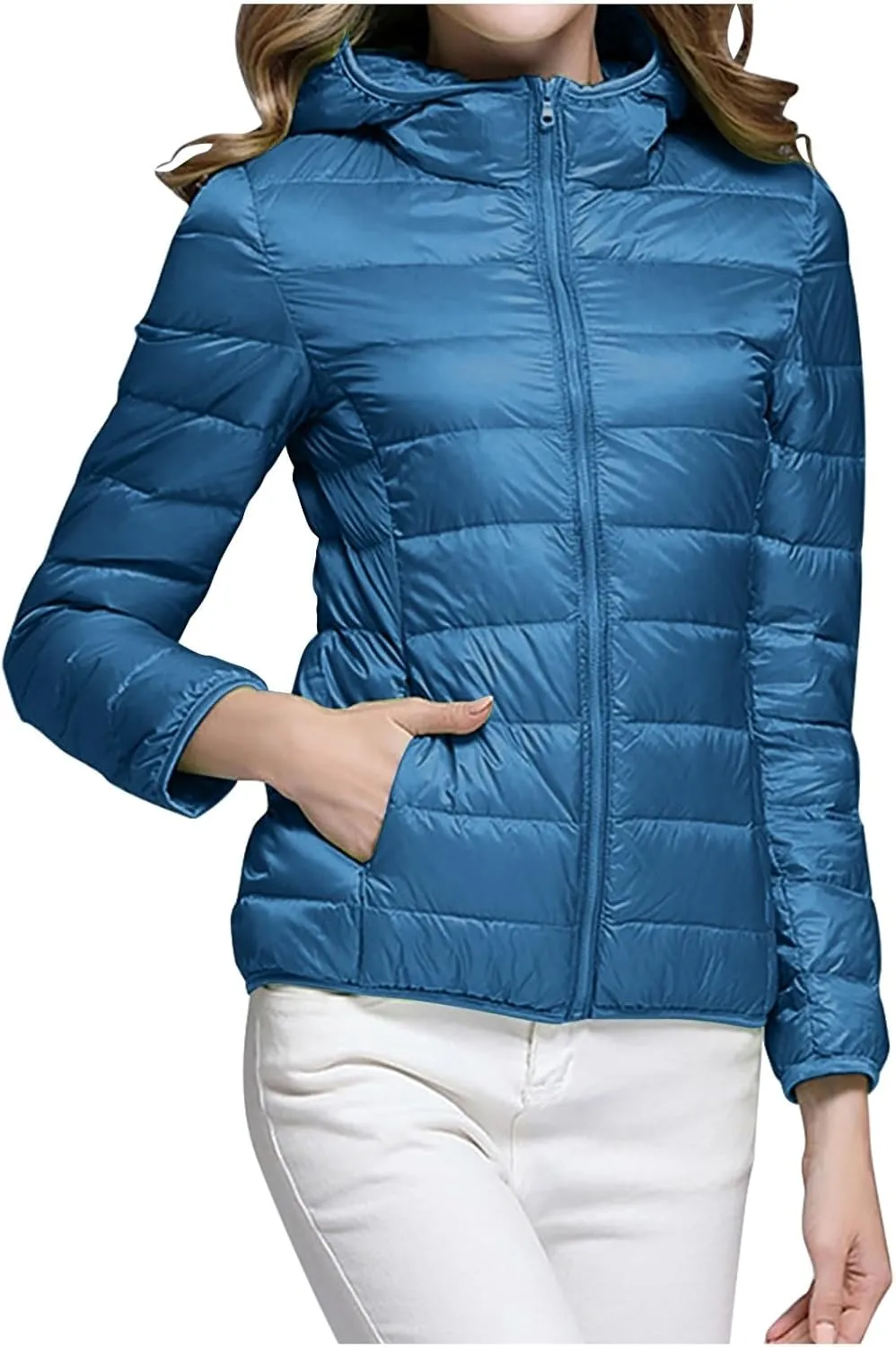 Packable Puffer Jacket Women Lightweight Down Jacket Zip up Quilted Jacket Thermal Winter Coat Hiking Insulated Jacket