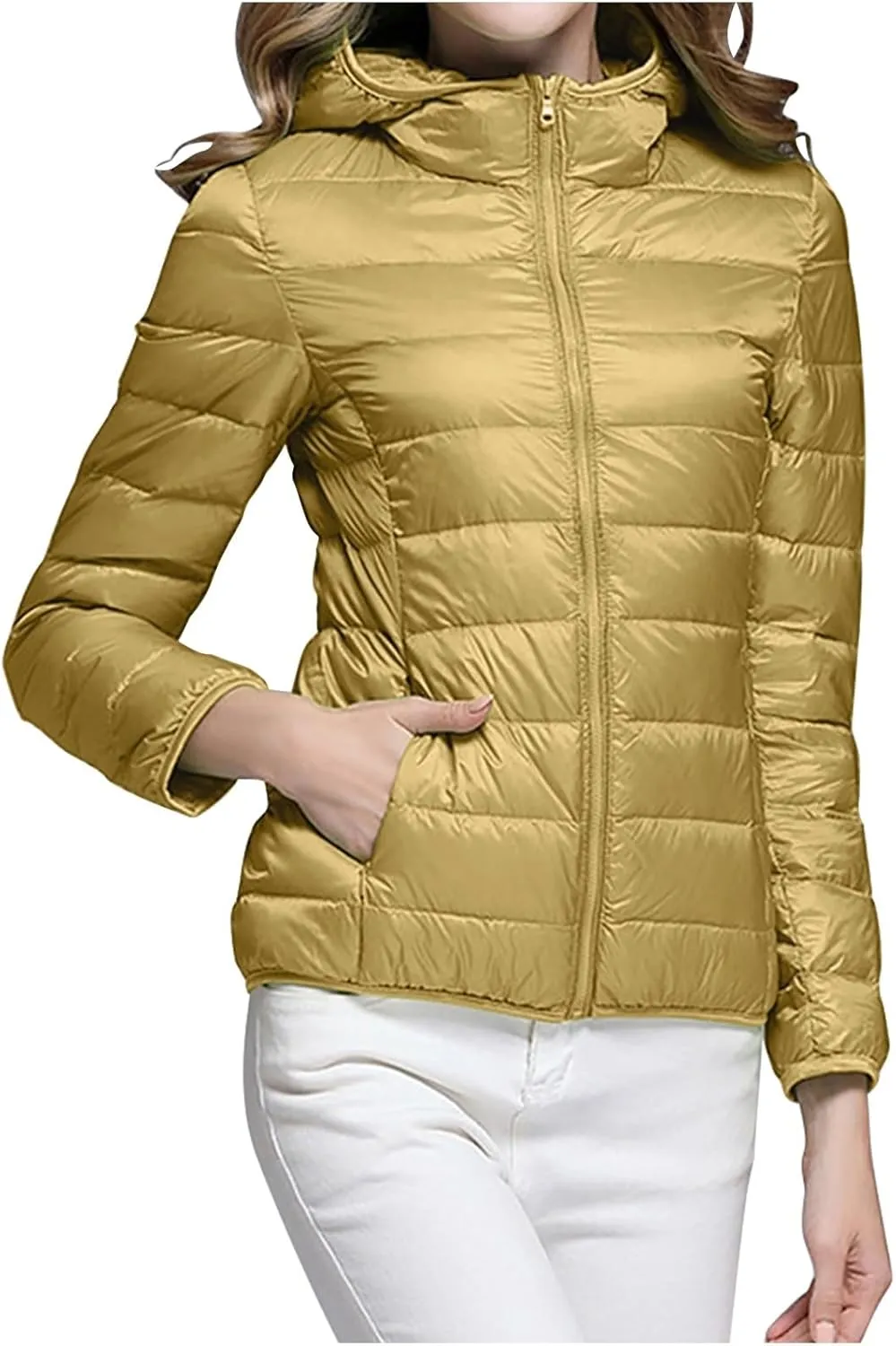 Packable Puffer Jacket Women Lightweight Down Jacket Zip up Quilted Jacket Thermal Winter Coat Hiking Insulated Jacket