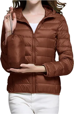 Packable Puffer Jacket Women Lightweight Down Jacket Zip up Quilted Jacket Thermal Winter Coat Hiking Insulated Jacket