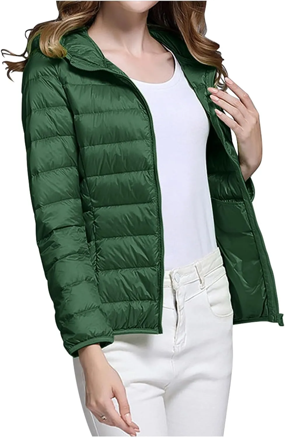 Packable Puffer Jacket Women Lightweight Down Jacket Zip up Quilted Jacket Thermal Winter Coat Hiking Insulated Jacket