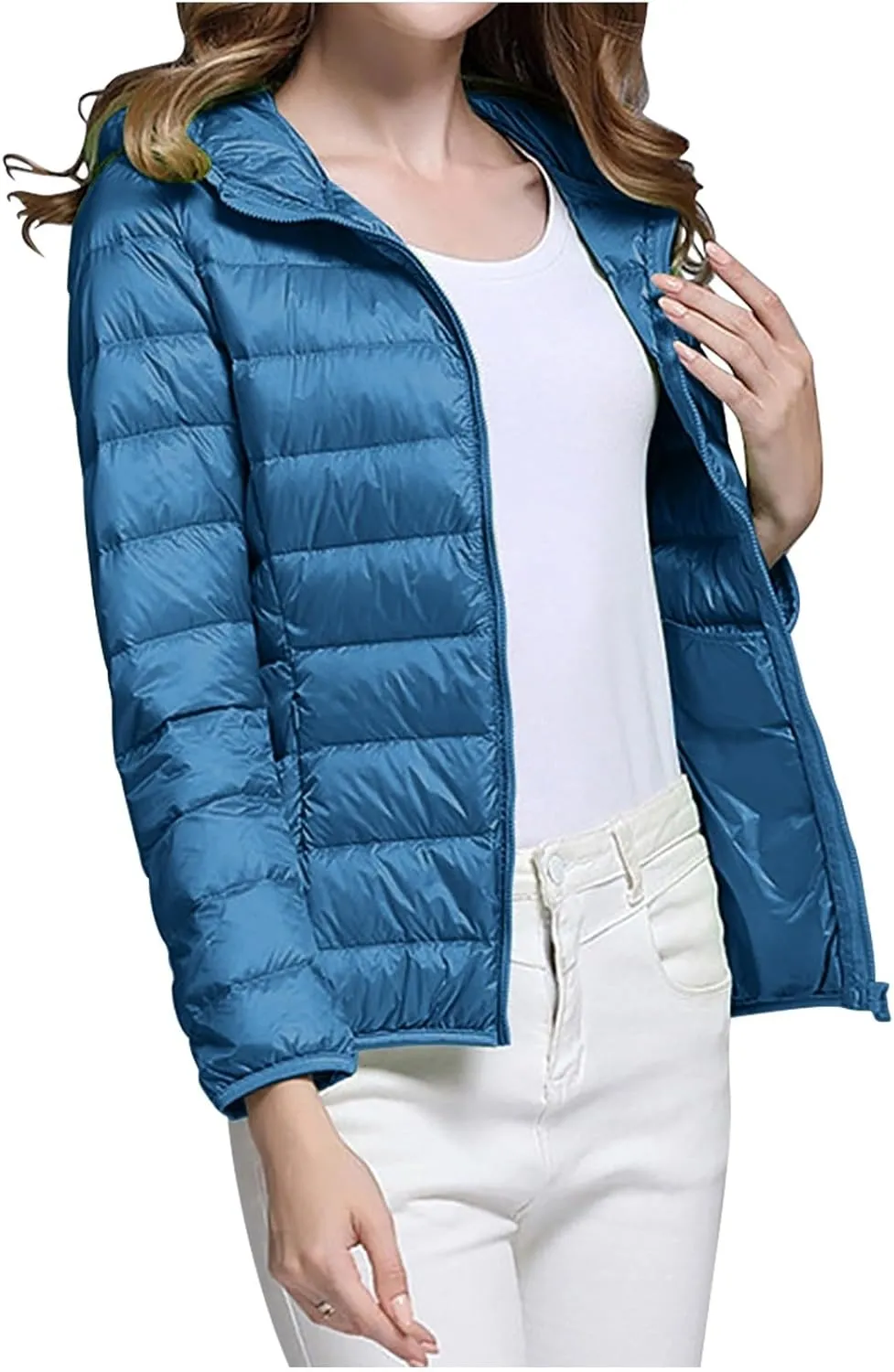 Packable Puffer Jacket Women Lightweight Down Jacket Zip up Quilted Jacket Thermal Winter Coat Hiking Insulated Jacket