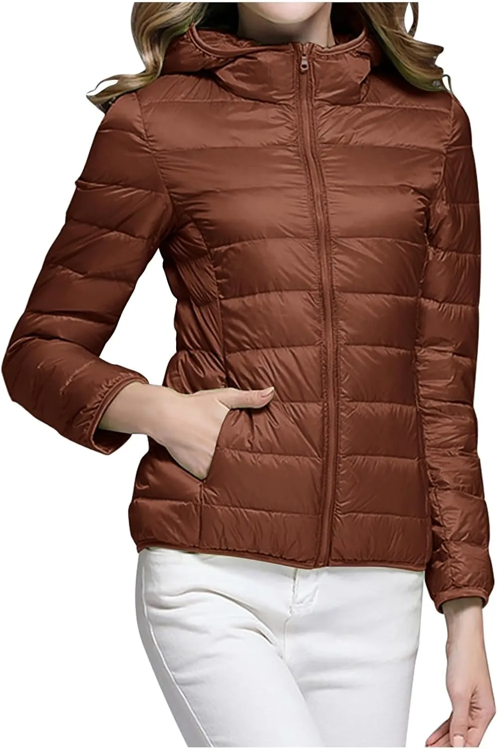 Packable Puffer Jacket Women Lightweight Down Jacket Zip up Quilted Jacket Thermal Winter Coat Hiking Insulated Jacket