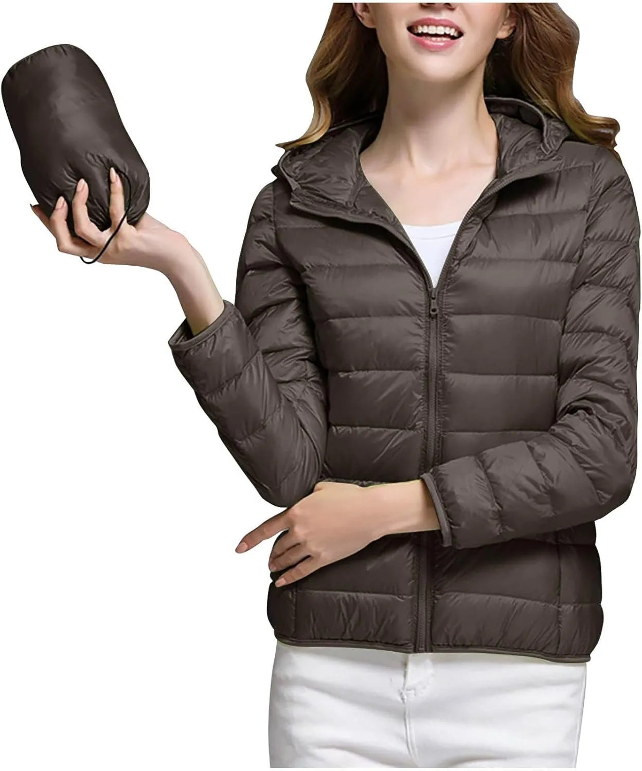 Packable Puffer Jacket Women Lightweight Down Jacket Zip up Quilted Jacket Thermal Winter Coat Hiking Insulated Jacket