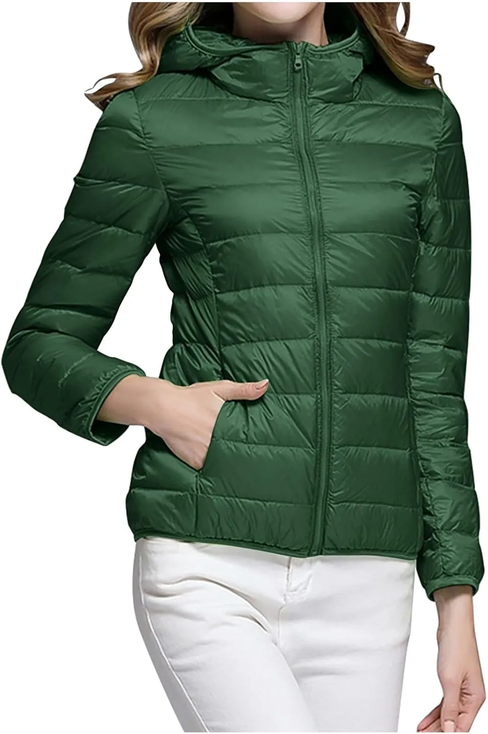 Packable Puffer Jacket Women Lightweight Down Jacket Zip up Quilted Jacket Thermal Winter Coat Hiking Insulated Jacket