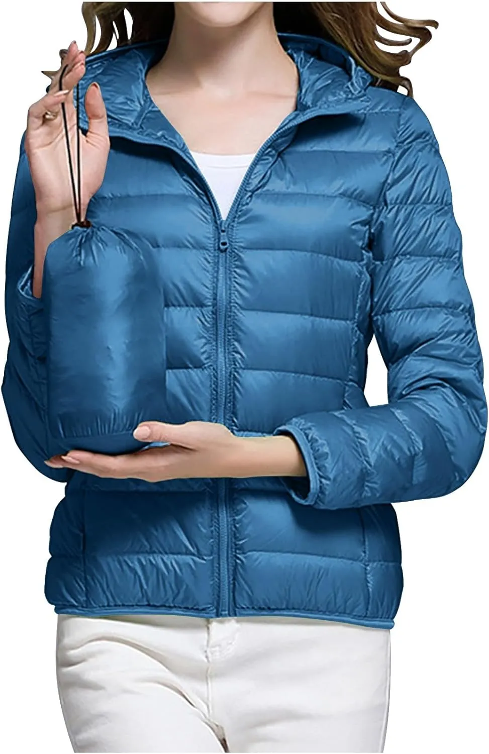 Packable Puffer Jacket Women Lightweight Down Jacket Zip up Quilted Jacket Thermal Winter Coat Hiking Insulated Jacket