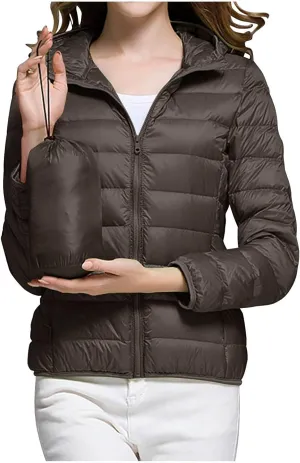 Packable Puffer Jacket Women Lightweight Down Jacket Zip up Quilted Jacket Thermal Winter Coat Hiking Insulated Jacket
