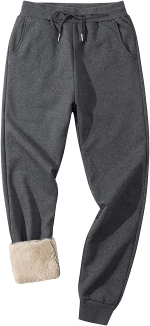 PEHMEA Men's Winter Fleece Pants Sherpa Lined Sweatpants Active Running Jogger Pant